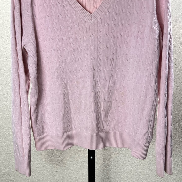 Vintage Pink Cable Knit Sweater 90s Charter Club Knitted V Neck Blouse Crewneck - Picture 6 of 17